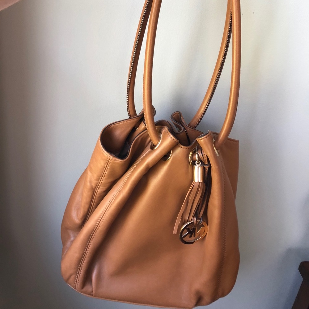 Michael Kors Camel Leather Bucket Bag